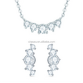 Chasau 925 Sterling Silver 1.0CT Cross Princess Cut Black Moissanite Earrings Pendant Necklace Set for Women and Girls