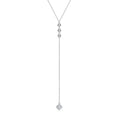Women Jewelry Certificate 925 Sterling Silver Long Thin Chain 6.5mm&3mm D Color Y Shape Moissanite Diamond Necklace