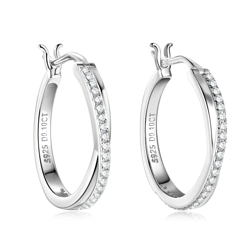 925 Silver 14K Gold Plated Clip Diamond Stud Earrings Wedding Jewelry Gift Classic Real Moissanite Hoop Earrings for Women