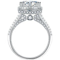 925 Silver 6.5mm 1.0ct 8mm 2.0ct Moissanite Round Halo Split Shank Wedding & Engagement Ring for Women