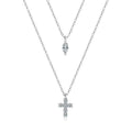 New Arrivals Fashionable Double Layer 925 Silver Necklace for Ladies 3x6mm Marquise Cut 2mm Moissanite Cross Moissanite Necklace