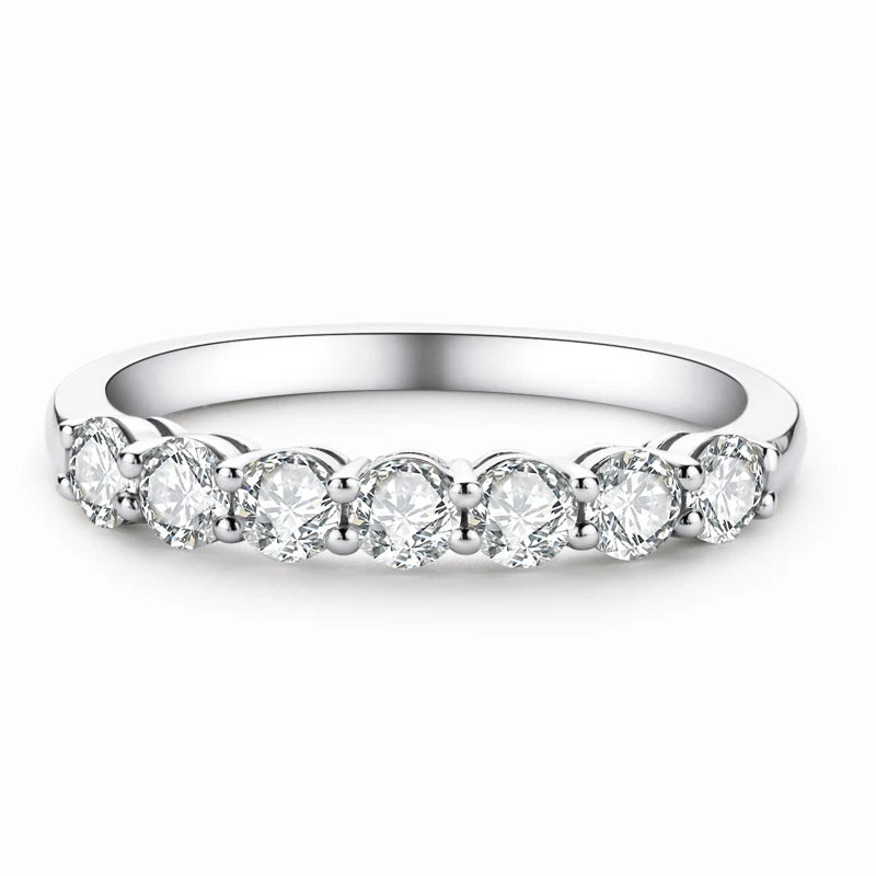 Chasau High Quality Fashion Women Luxury Ladies 7-Stone Moissanite S925 Sterling Silver Engagement Wedding Ring for Gift