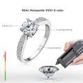 Real Moissanite Wedding Ring 925 Sterling Silver Round 6.5mm 1.0carat D Color Brilliant Dianomd Engagement Ring for Women