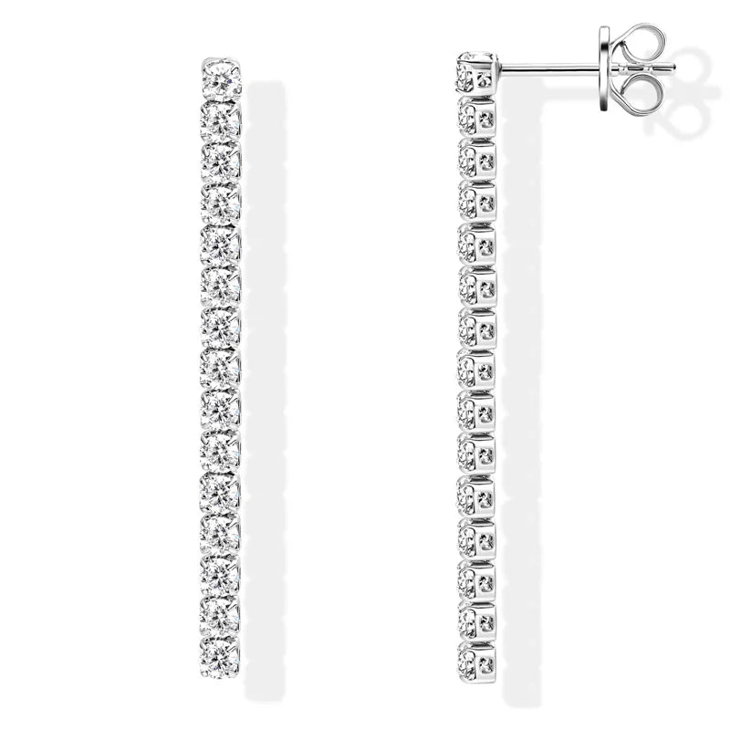 Fashion Jewelry Gift 1.80cttw 2.5mm Moissanite Dangle 925 Sterling Silver Long Tassel Stud Earrings for Women