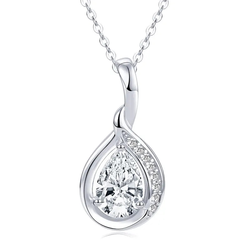 Custom 14K Gold Plated 925 Silver Pear Shape 6x9mm 1.5ct Moissanite Drop Pendant Necklace Jewelry Gifts for Women Mothers Gifts