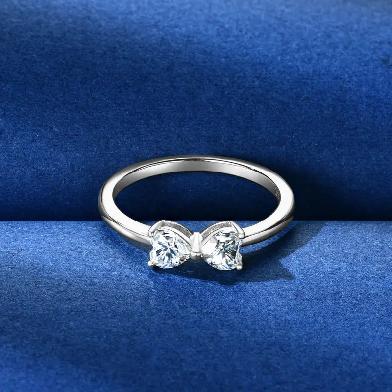 Fine Jewelry Simple Butterflies Heart Shape S925 Sterling Silver Diamond VVs1 Moissanite Ring Band for Ladies Women Gift