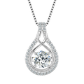 Classic Luxury Sterling Silver 925 6.5mm & 1.1mm Round Moissanite Wonderful Infinity Pendant Necklace for Women