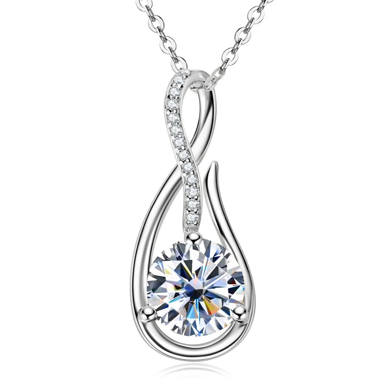 100% Original 925 Silver 6.5mm 8mm D VVS1 Moissanite Diamond 1ct 2ct Chains Infinity Pendant Necklaces for Women