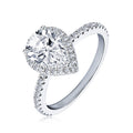 GRA Wedding Band Jewelry 925 Sterling Silver 2ct Pear Cut D Moissanite Halo Engagement Ring Promise Wedding Rings for Women