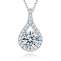 Certified 925 Silver 6.5mm 8mm 9mm 10mm 11mm Round Moissanite Teardrop Chain Pendant Necklace for Women