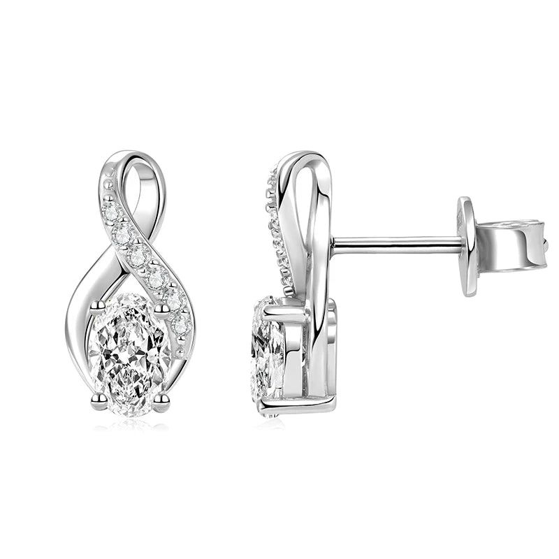Women Classic Fine Jewelry 925 Silver Oval Cut 4x6mm 0.5ct Moissanite Infinity Stud Earring Gold Plated Jewelry for Women