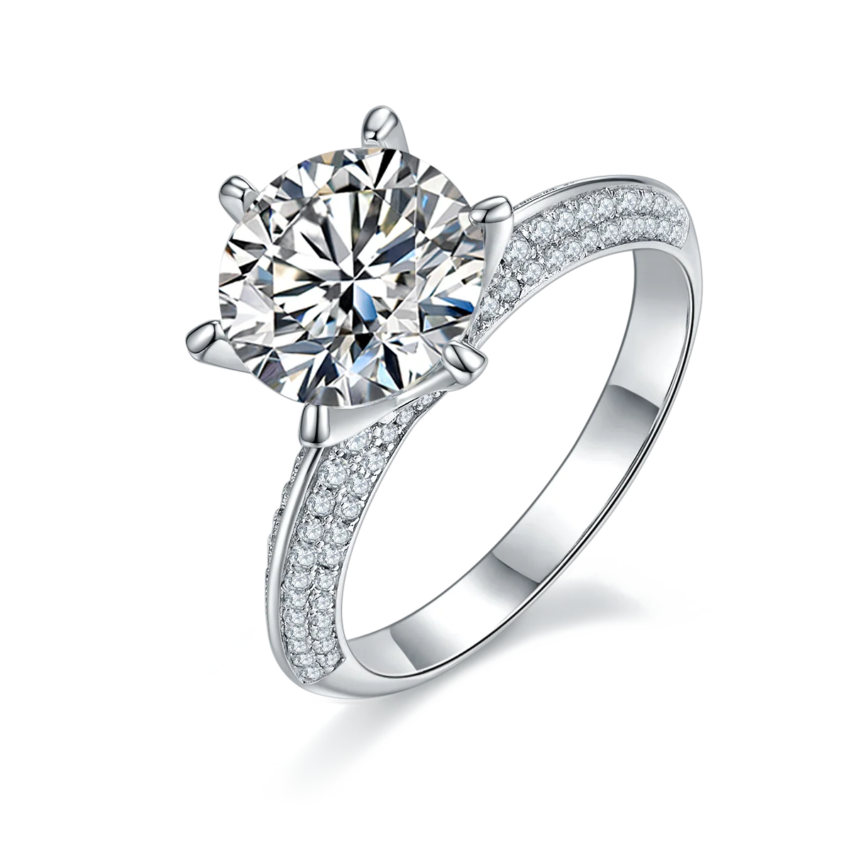 High Quality Fashion Women Luxury Fine Jewelry 3ct 3.0ct 3 Carat 9mm Moissanite S925 Sterling Silver Wedding Engagement Rings