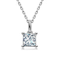 Original Silver 925 Chain Square 1ct 1.0ct Princess Cut 1 Carat 6.5mm Moissanite S925 Sterling Silver Pendant Necklace