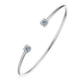 Classic Simple 925 Sterling Silver Round Cut 5mm 0.50ct Moissanite Cuff Open Bangle Ladies Fashion Bracelet with Certificate