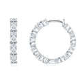 Personalization Fine Jewelry 925 Sterling Silver Oval Cut 3x5mm Moissanite Single Row Inside Out Hoop Earrings for Women