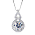 GRA Certified 925 Sterling Silver 8mm Classic 2ct Moissanite Pendant Necklace Diamond Charm for Women