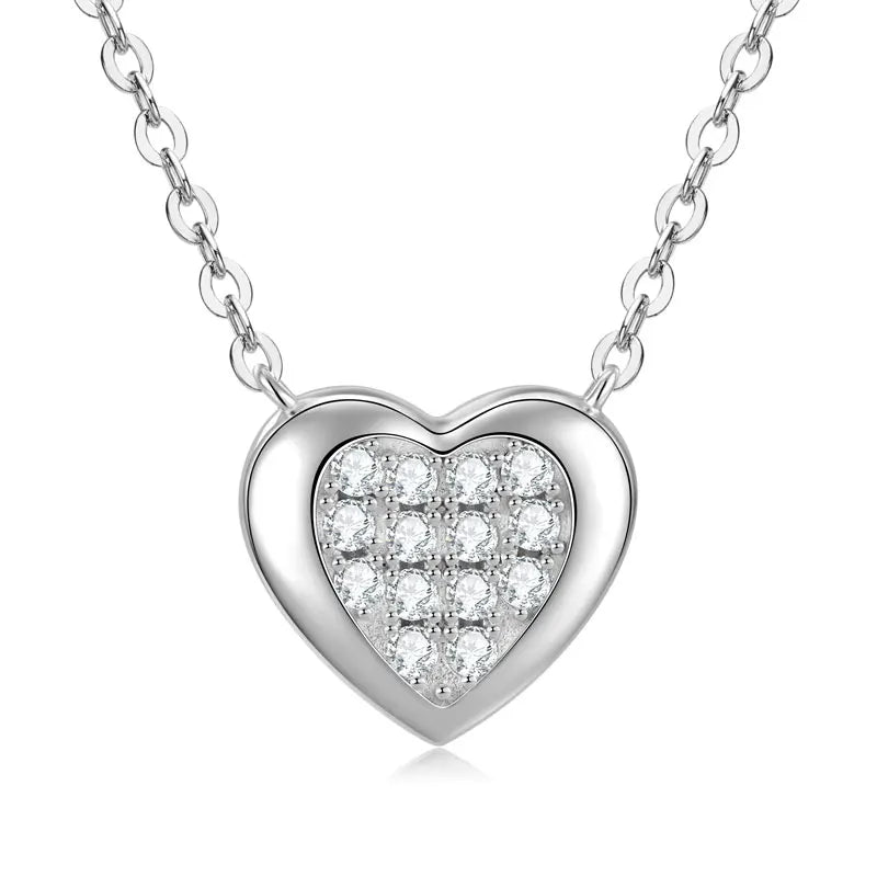 Wedding 925 Silver D0.21CT Round D Color VVS1 Moissanite Full Diamond Heart Pendant Heart Shape Pendant Necklace for Women