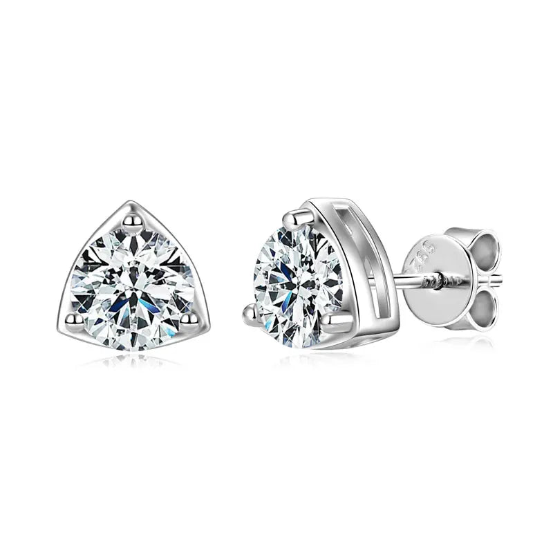 Best Selling Trendy VVS 6.5mm 1.0ct Moissanite 925 Sterling Silver Fashion Hoop Three Claw Earrings for Women