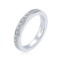 Fashion 925 Silver Channel Set 2mm 0.03ct Round Moissanite Ladies Half Eternity Wedding Band for Women Anniversary Ring