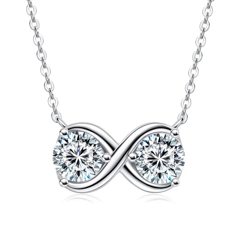 Directly Sale Niche Trendy Pass Diamond Tester 2 Carat Moissanite 925 Sterling Silver Infinity Jewelry Pendant Necklace