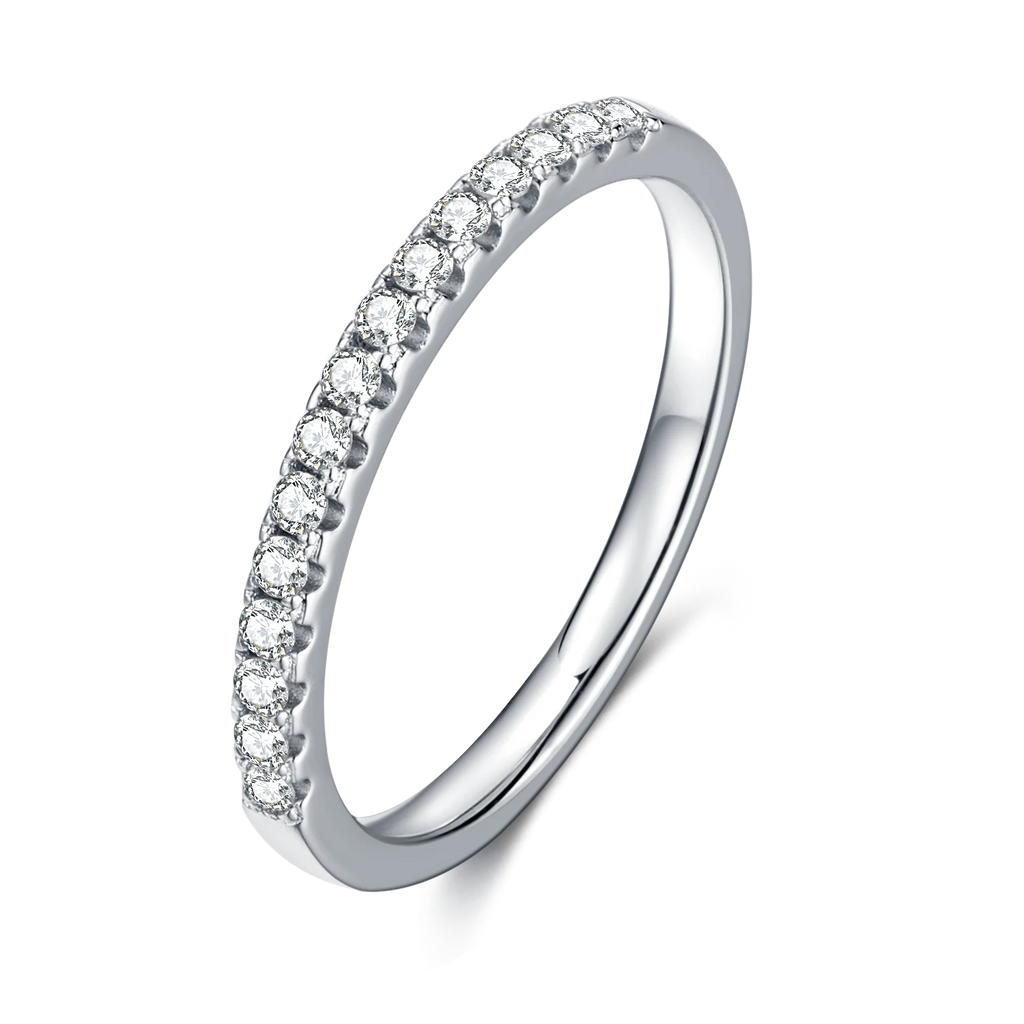 Best Selling Fashion Women Fine Jewelry 925 Sterling Silver 15pcs Moissanite Stones Wedding Band Engagement Ring for Women