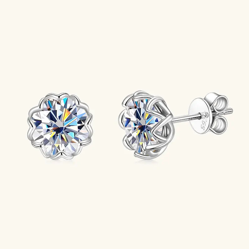 Flower Cluster 6.5mm 8mm 925 Sterling Silver Men Women Luxury Gifts Fine Jewelry D Color VVS1 Diamond Mossanite Stud Earrings
