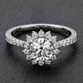 Trendy Luxury Fashion Women's 1ct Moissanite Ring 1.0ct 1 Carat 6.5mm S925 Sterling Silver Sunflower Shape Jewelry for Women