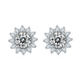 Fashionable S925 Sterling Silver Diamond 925 Silver Round Cut VVS Moissanite 5.0mm Sun Flower Stud Earrings Jewelry for Woman
