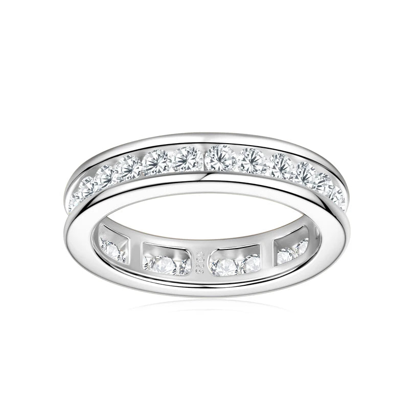 New Arrivals Sterling Silver 925 Round Cut 2.5mm Moissanite Full Eternity Ring Wedding Band Infinity Promise Rings for Woman