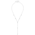 Women's Dainty 925 Sterling Silver 3mm 0.1ct Moissanite Tennis Necklace with Y Lariat Long Link Chain for Gift
