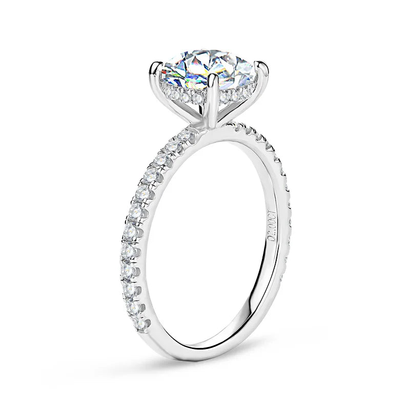Wedding Classic Design 8mm 2.0ct Stackable Rings 2CT Engagement Bridal Finger Hidden Halo Ring for Women