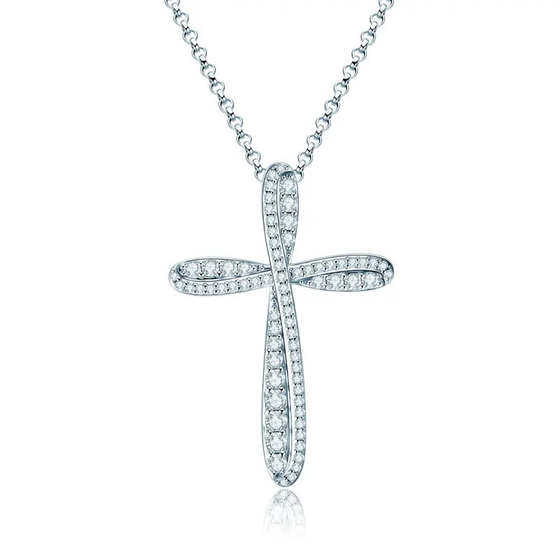 2.2mm&2mm&1.8mm&1.5mm&1.2mm1.1mm&1mm&0.9mm Moissanite Cross Pendant Necklace Silver 925 for Christian Women Men
