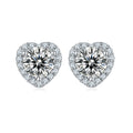 Fine Jewelry Wedding Heart-Shaped 925 Silver Round Moissanite 5.0mm 0.5ct Heart VVS Studs Earrings for Women Gift Ladies