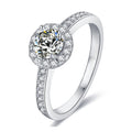 Latest Style New Designed with GRA Certification 5mm 0.5CT Moissanite S925 Sterling Silver Engagement Halo Ring for Women