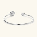 925 Sterling Silver Wrist Jewelry Gift Adjustable Flower Cuff Bracelet Exquisite Bezel Moissanite Bangles for Women Girls