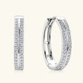 925 Sterling Silver Round Moissanite Piercing Engagement Jewelry Double Row Trend Hoop Earrings for Women