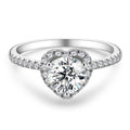 Classic Fashion Women Luxury Round Cut 1ct 1.0ct 1 Carat 6.5mm Moissanite S925 Sterling Silver Heart Wedding Rings Gift