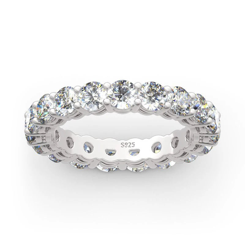 Fashion Women Jewelry 3mm 0.1CT Moissanite 925 Sterling Silver Personalized Eternity Band Tennis Ring for Women