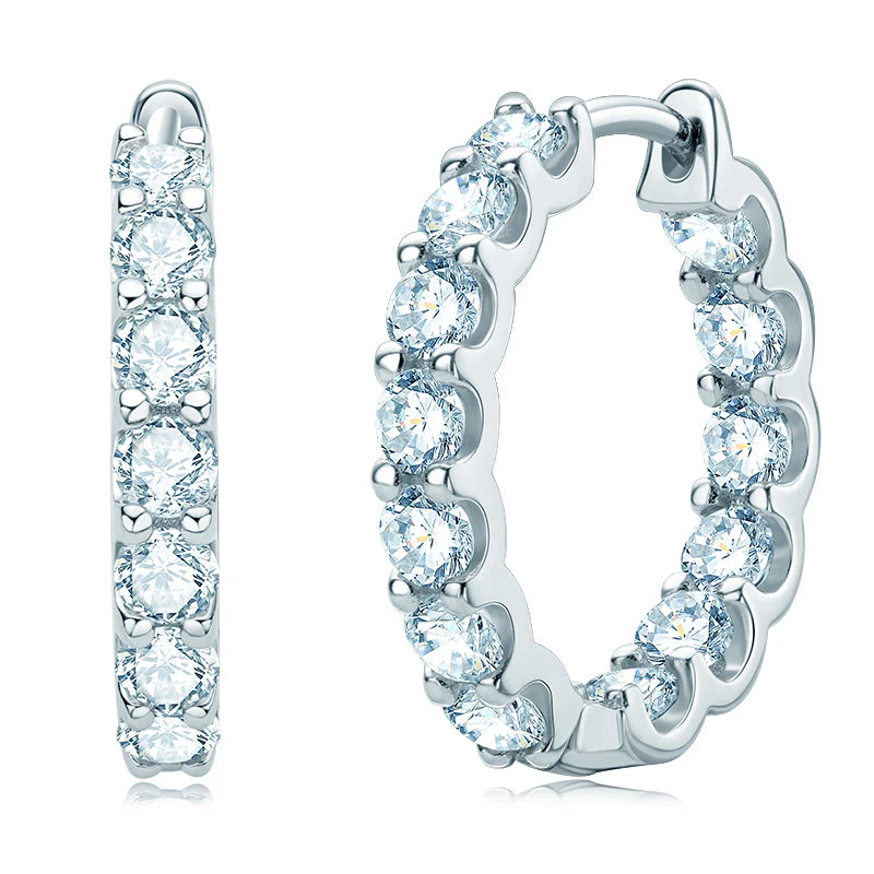 Best Selling Single Row Sterling Silver 925 3mm 0.1CT Moissanite Drop Inlaid Hoop Earrings for Women