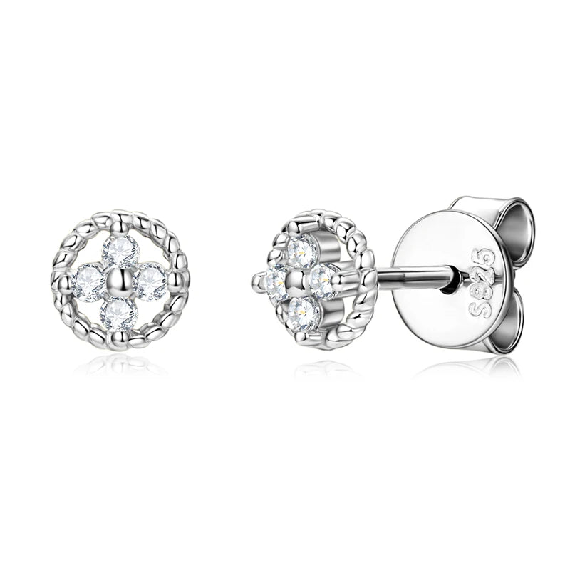 New Design Mini 925 Silver 1.3mm 0.01CT D Color VVS1 Moissanite Twisted Edge Round Stud Earrings for Women with GRA