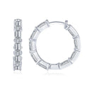 Personalization 925 Sterling Silver 3x5mm 0.5ct White Moissanite Statement Single Row Inside Out Hoop Earrings for Woman Man