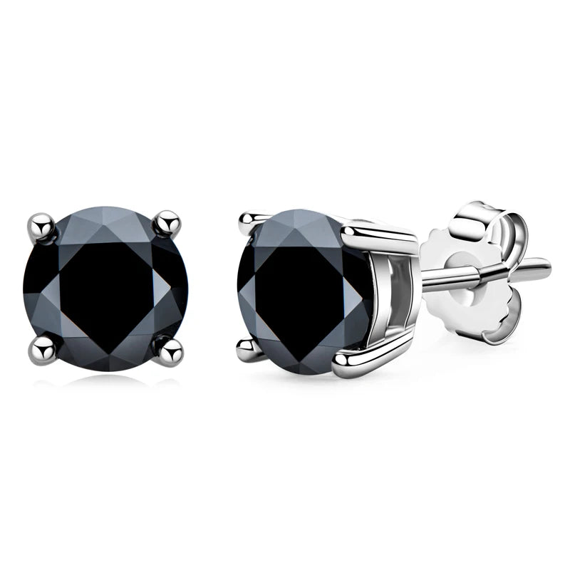 Passed Diamond Test Multi Choice 4.5x4.5mm 5x5mm 5.5x5.5mm Moissanite 925 Sterling Silver Classic Black Stud Earrings for Men