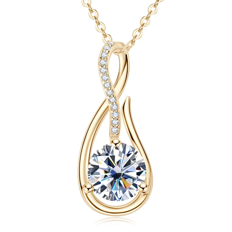 100% Original 925 Silver 6.5mm 8mm D VVS1 Moissanite Diamond 1ct 2ct Chains Infinity Pendant Necklaces for Women