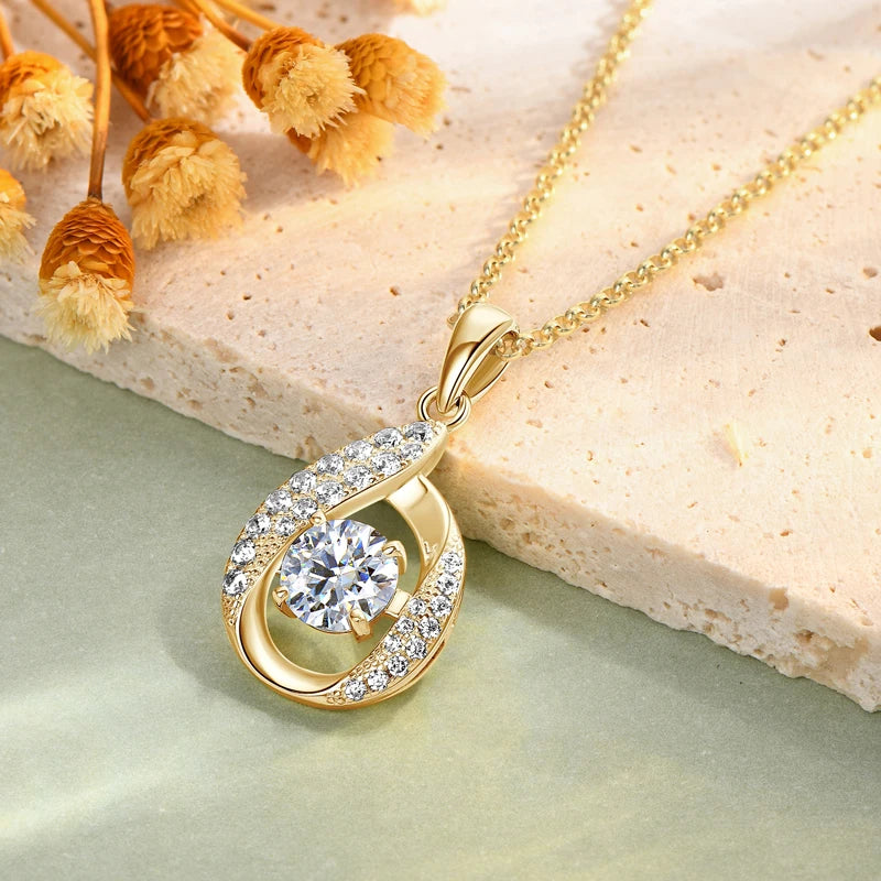 High Quality Wedding Jewelry Gift 925 Sterling Silver D Color 6.5mm 1ct Moissanite Infinity Pendant Necklaces for Women