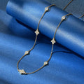 2024 New Trendy 925 Sterling Silver 3mm&2mm Round Cut Moissanite Stone Four Leaf Clover Choker Necklace for Women
