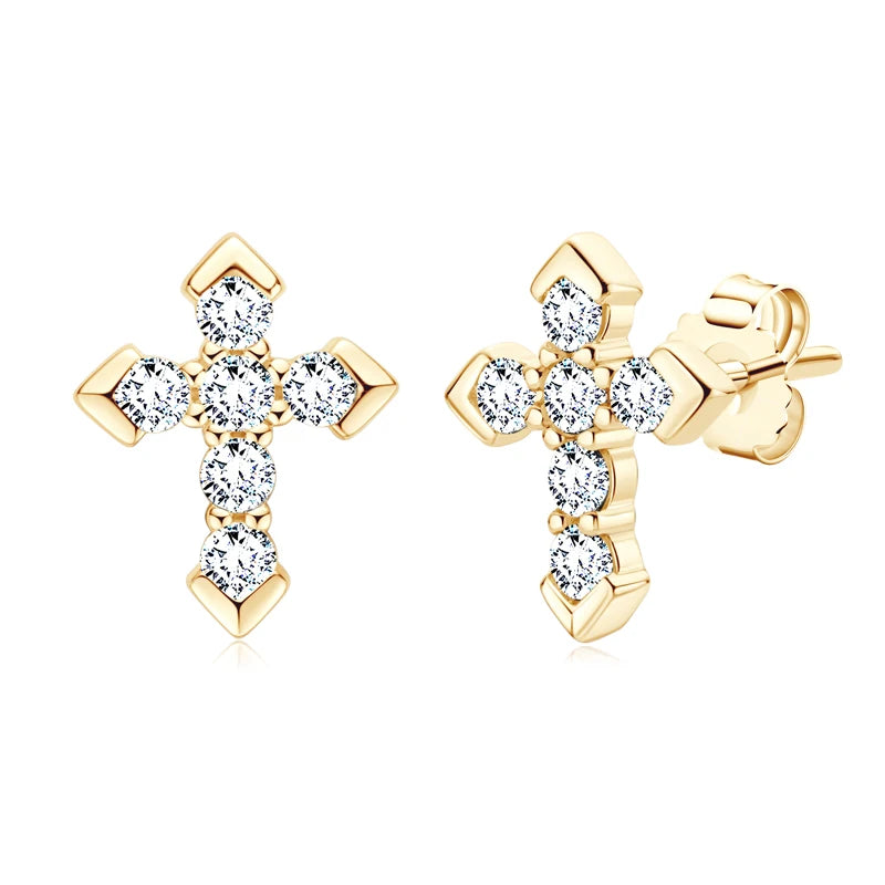 Chasau GRA Certified Delicate Hypoallergenic Daily 925 Silver VVS 2.3mm Design Moissanite Cross Studs Earrings for Men Women