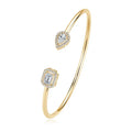 Classic 925 Silver Twin Pear Shaped 4x6mm 0.50ct 4x6mm 0.80ct Emerald Cut Moissanite Open Cuff Bangle Fashion Bracelet for Women