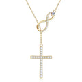 925 Silver Round Cut 2.5mm&1.8mm&1.7mm&1.5mm&1mm Moissanite Y Lariat Infinity Necklace Faith Hope Love Cross Pendant Necklace