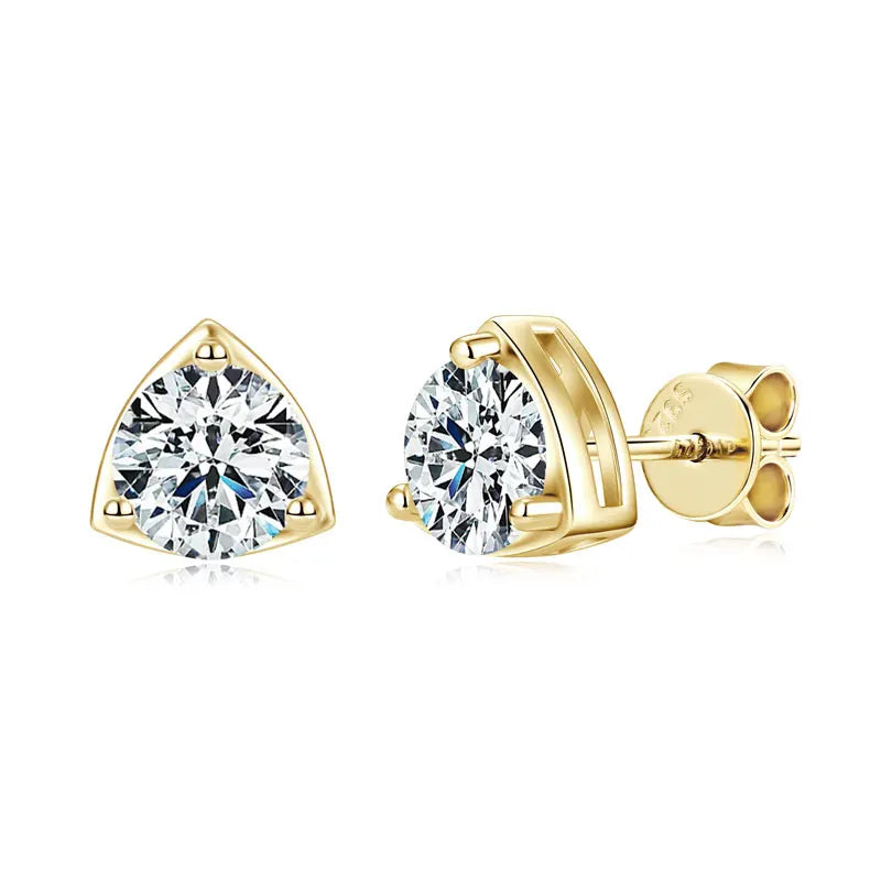 Best Selling Trendy VVS 6.5mm 1.0ct Moissanite 925 Sterling Silver Fashion Hoop Three Claw Earrings for Women