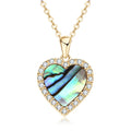 Fashion Pendant Jewelry 925 Sterling Silver Pave Round 1.2mm Moissanite & 10mm Heart Abalone Shell Pendant Necklace